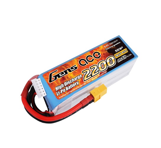 باتری لیتیوم پلیمر 5 سل Gens Ace 2200mah-45C
