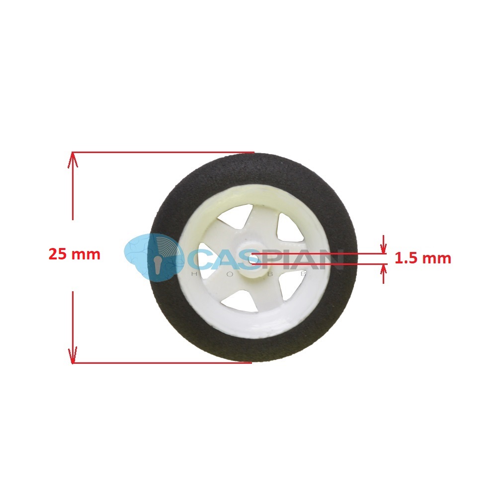 2 چرخ فومی فوق سبک قطر 25mm مناسب هواپیمای کشی (بسته 2 عددی)